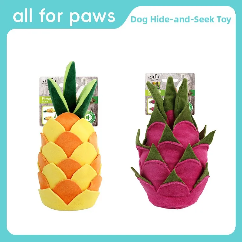 Brinquedo para Cães P Tas Pine Dragon Fruit com Som e Papel para Mastigar e Cheirar, para Cães de Porte Médio a Grande, Anti-Tédio, Suprimentos para Animais de Estimação