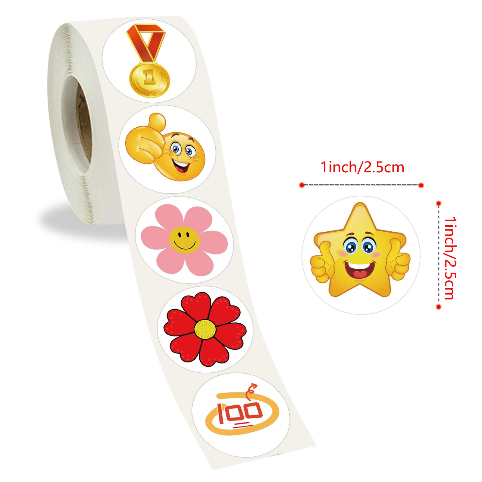 100-500pcs Little Red Flower Reward Stickers Tape Creative School Stationery Cute Kids Toy Stickers Gift decoration label