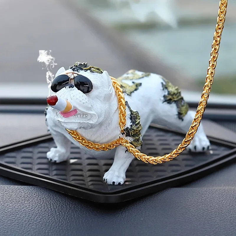 

New Hot Bulldog Car Dashboard Ornament Bully Pitbull Dog Doll Auto Interior Accessories Fashion Funny Cute Creative Home Decor