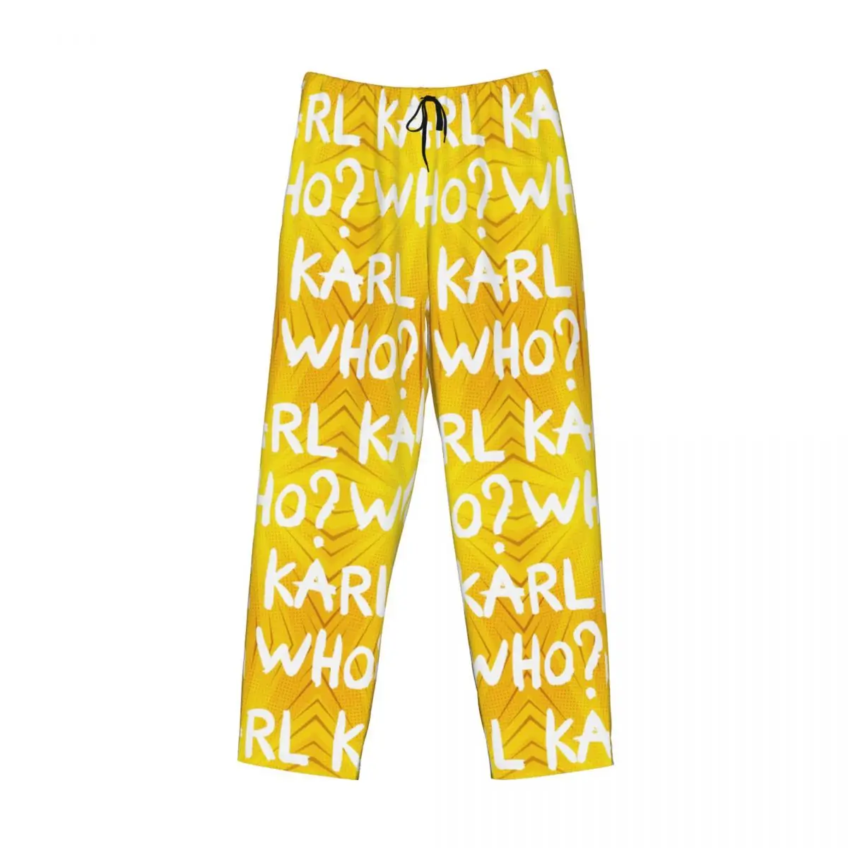 Calça de pijama com slogan Karl Who personalizado, roupa de dormir masculina com cintura elástica e calças para dormir com bolsos