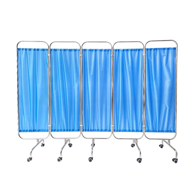 Stainless Steel Folding Hospital Medical Ward Screen with Wheels