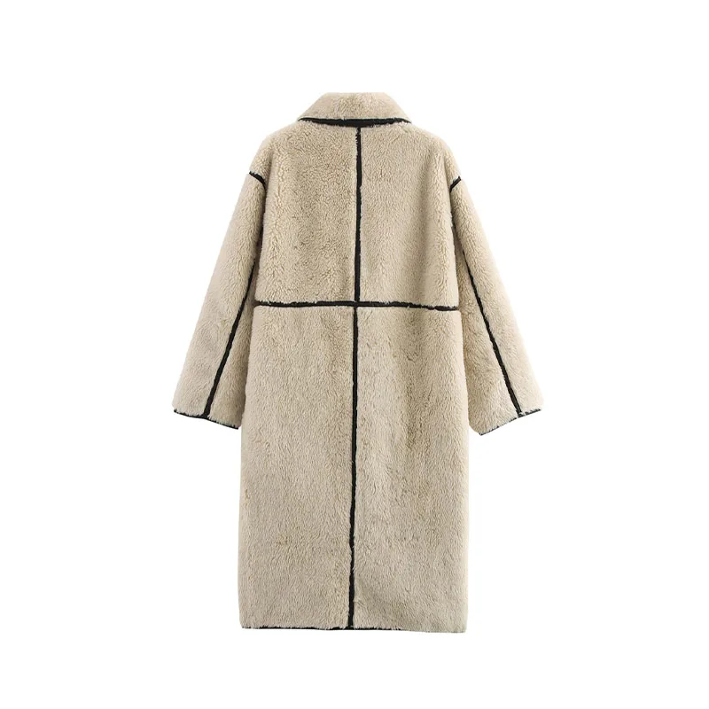 UETEEY 2024 ใหม่แขนยาว Tie BUCKLE Casual WARM หลวม Faux FUR Coat ผู้หญิงเสื้อสเวตเตอร์ถักขนแกะแฟชั่น Trench Coat