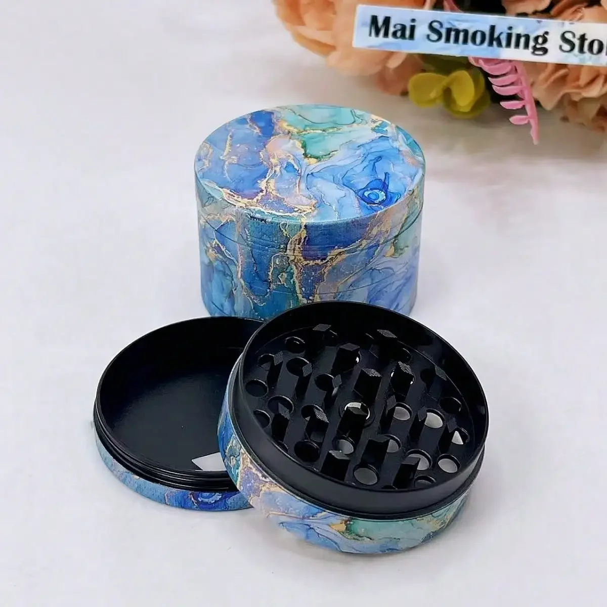 2inch Marble Herb Grinder Metal 4-Layer Manual Salt Mill Spice Power Mortar Grass Tobacco Grinder Smoke Cigarette Tool Gift