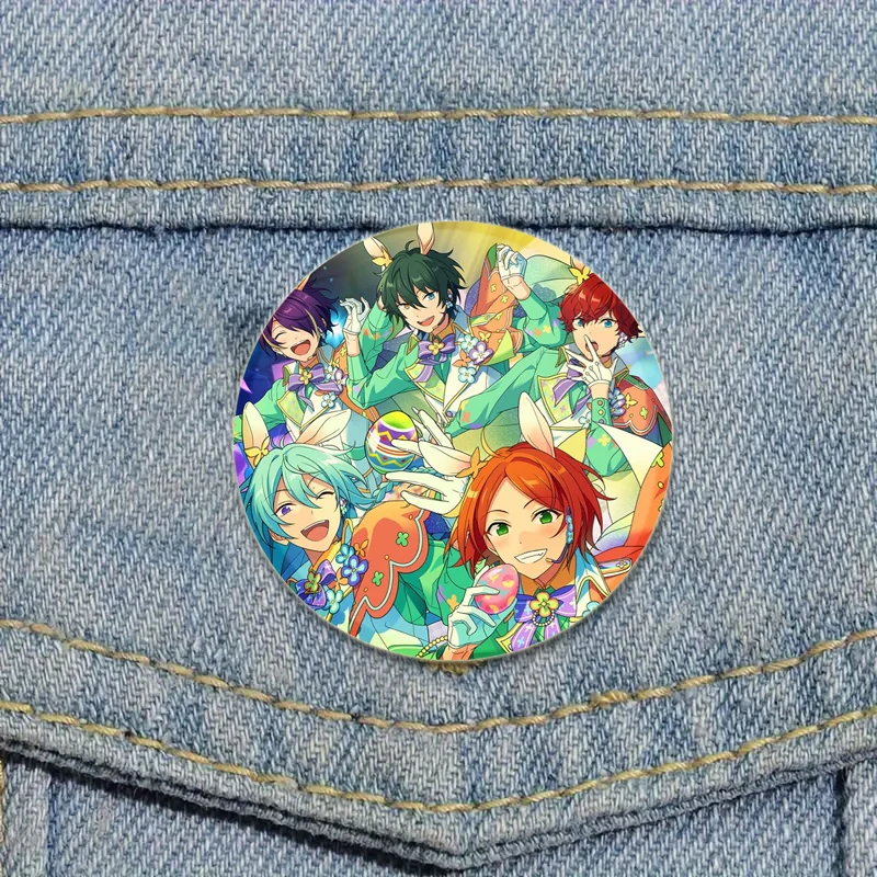 Ensemble Stars Idol Band bros bulat kartun Cosplay lencana ikon pin kerah untuk hadiah ransel Isara Mao Sakuma Rei Tsukinaga