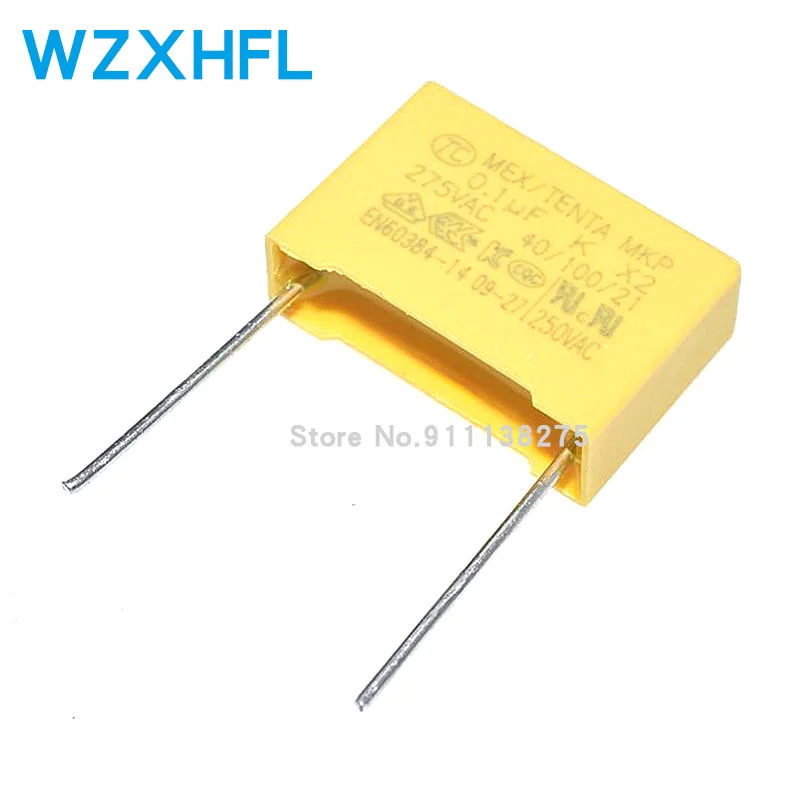 10Pcs 275VAC capacitor X2 series X2 275V 0.1uF 100nF 104K 15mm Polypropylene film capacitor