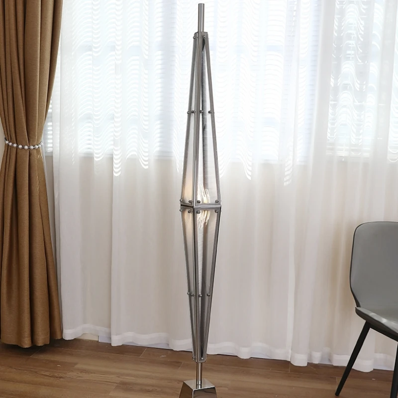 Pagoda stainless steel floor lamp Vertical decorative lamp of high-end model room next to living room sofa