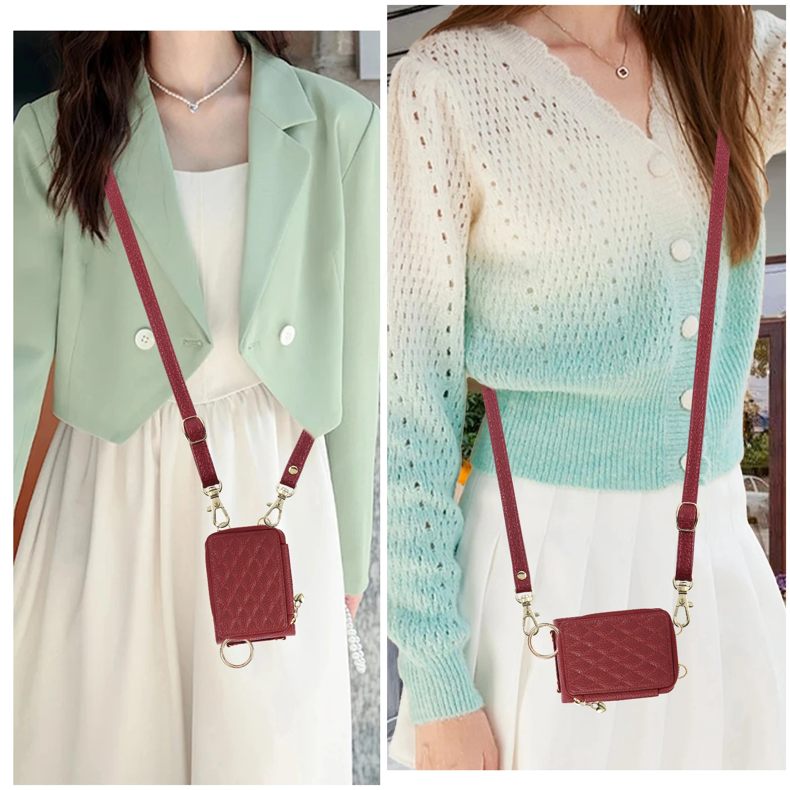 Bandolera con cremallera tarjetas Solt cartera Funda de cuero para Samsung Galaxy Z Flip 7 7FE 6 5 4 3 bolsa con cordón largo cubierta de soporte de anillo de rejilla