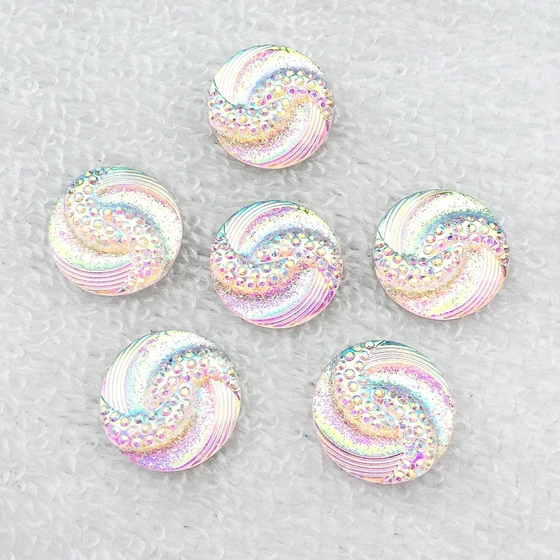 20mm Round Resin Rhinestones Crystal AB Color Acrylic Flatback Decoden Kawaii Cabochons button-B060