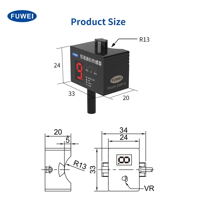  ﻿ FKG24-26NP-SHigh Precision Liquid Level Control Digital Display Capacitive Pipe Liquid Level Sensor Proximity Switch Detection