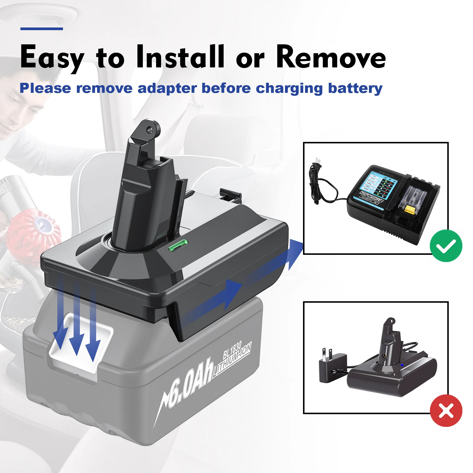 Adapter for Makita/Dewalt/Milwauke 18V Lithium Battery Converter To For Dyson V6 V7 V8 Series Vacuum Cleaner Tool DC58/SV11/SV10