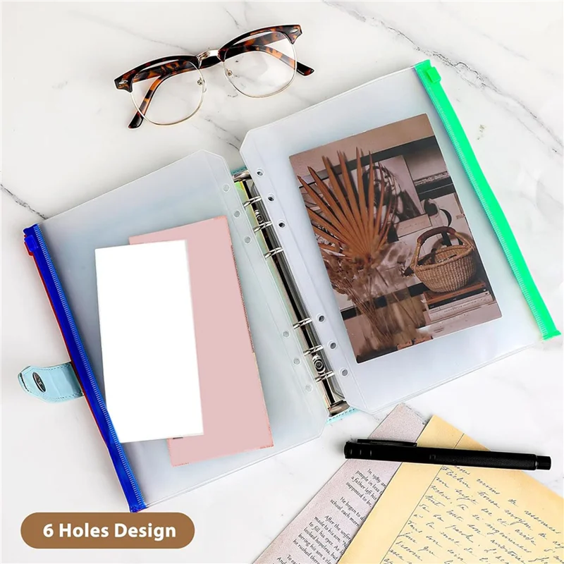 

A35M-36Pcs A5 Binder Pockets 6 Hole A5 Binder Inserts With 42 Adhesive Binder Tabs For 6 Ring Notebook Binders