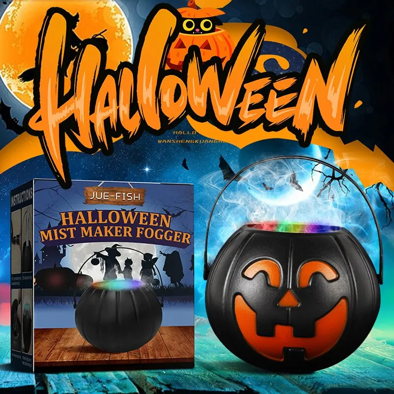 Jue Fish Halloween Witch Canister Atomizer Light Flame Color Change Holiday Atmosphere Scene Layout DIY