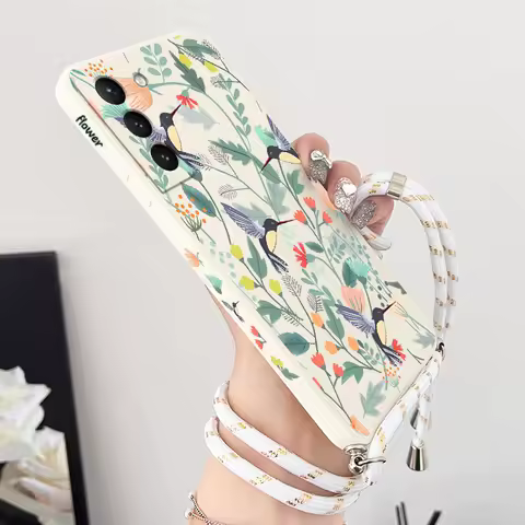 Free Bird Crossbody Lanyard Silicone Phone Case For Samsung Galaxy S23 S22 S21 S10 S8 Plus Note 20 ultra 10 Plus Cover