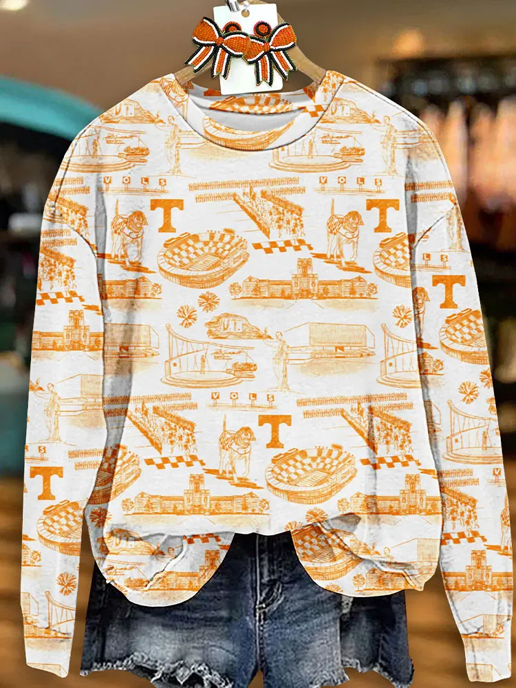 Casual Tennessee Print Long Sleeve Sweatshirts