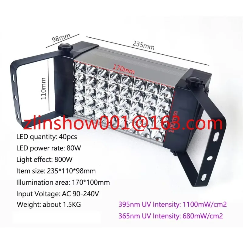 

800W 365nm 395nm 405nm 40LED Crystal Epoxy Glue Curing UV Blacklight Highviolet Lamp
