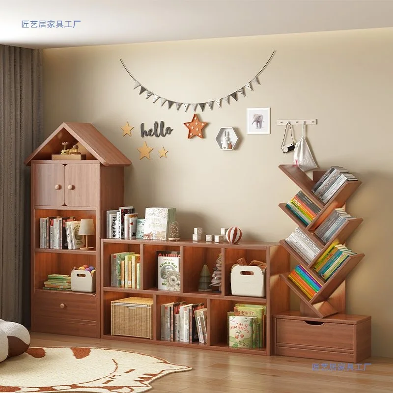 Bookshelf floor shelf integrated against the wall living room kindergarten children's room toy book storage cabinet