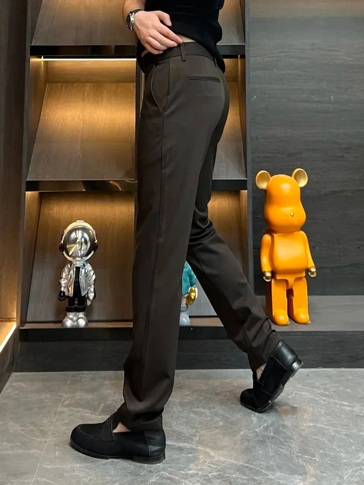 

New Men's Casual Pants High Quali Faionable Trendy Haome Straight Leg ket Detail Button Waist Youthful Autumn Wear