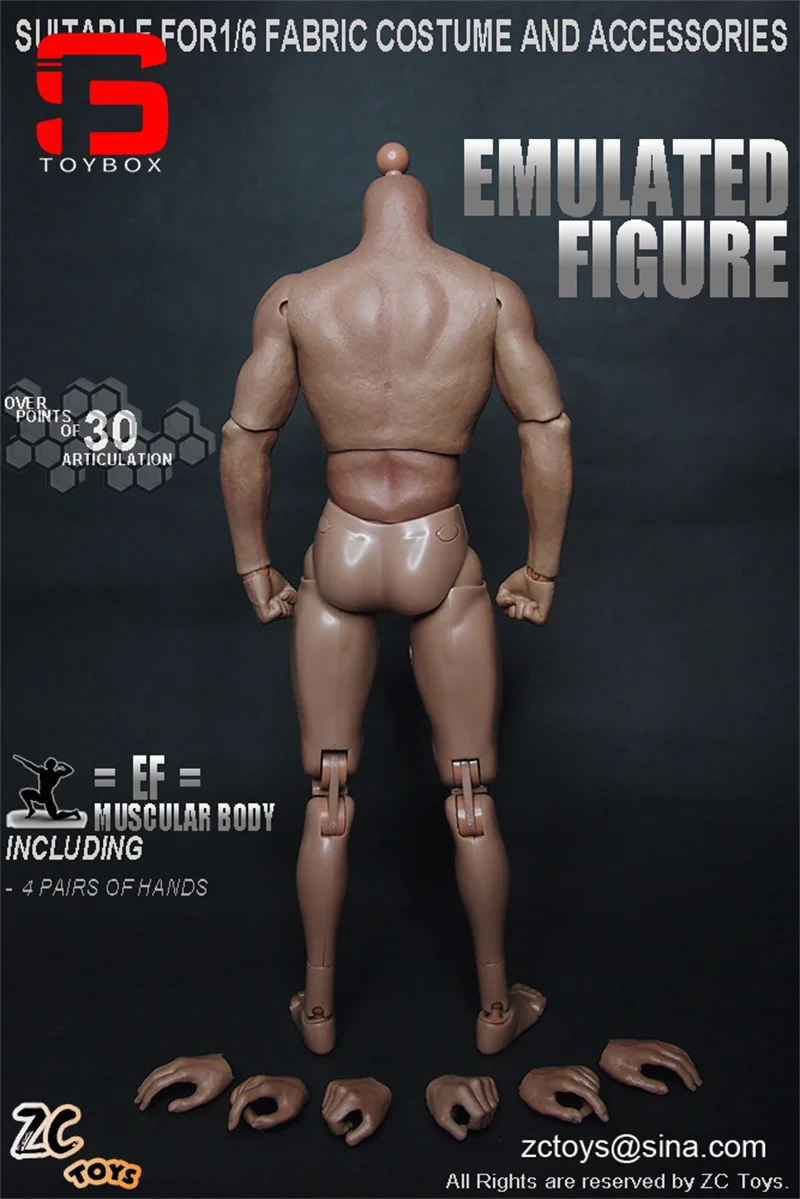 ZCtoys S001 1/6 Corpo Muscular Masculino Com Pescoço Figura de Ação de Soldado Super Flexível de 12 polegadas Fit 1:6 Cabeça Esculpida