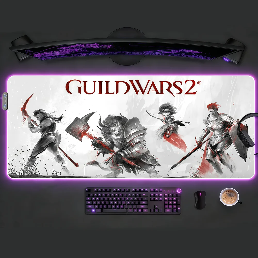 

Коврик для мыши G-Guild Wars 2 с RGB-подсветкой, нескользящий, резиновый, для игр, большой XXL, для компьютера и офиса, для клавиатуры