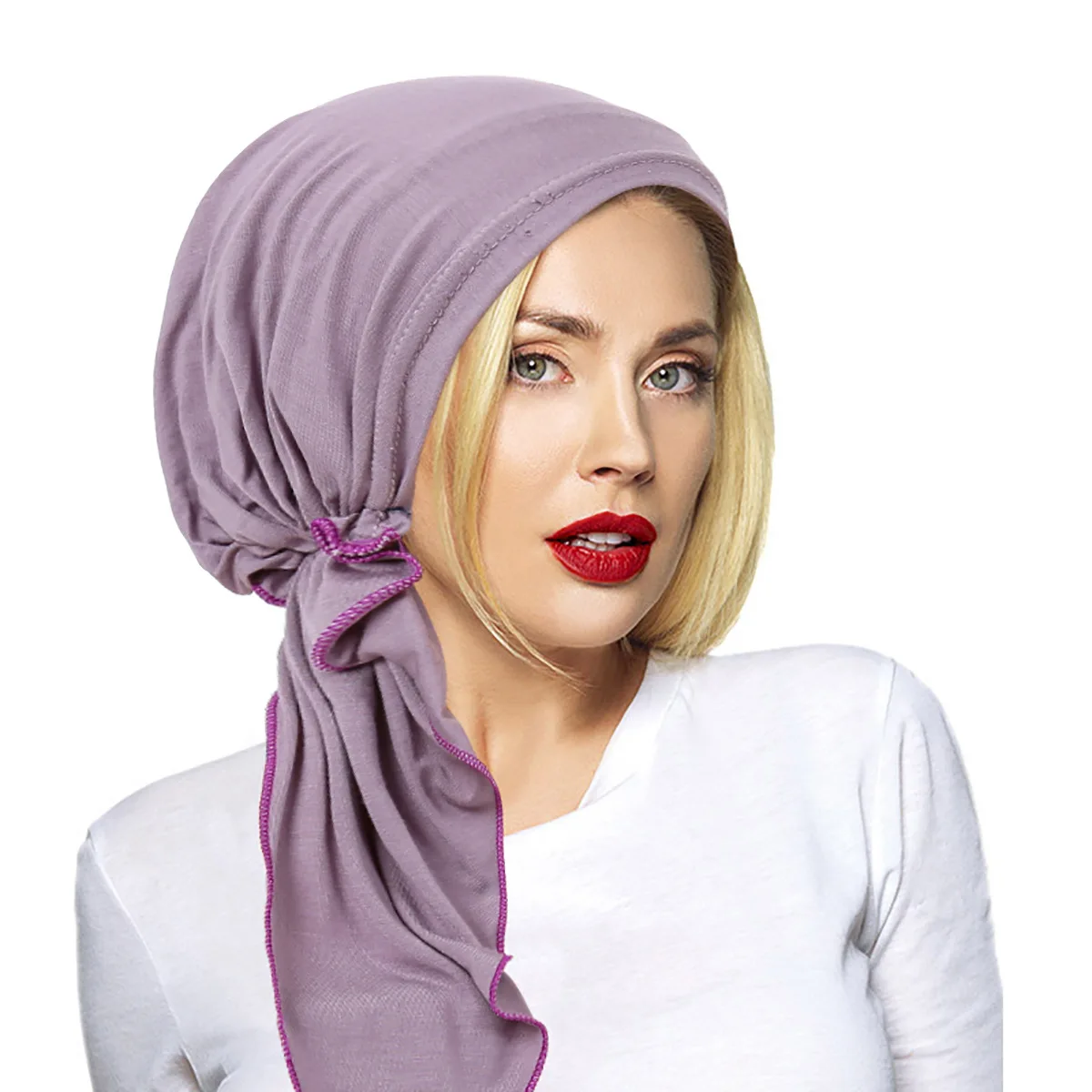 Turban Hijab Musulman Pré-Attaché pour Femme, Turban, Bandana de Sauna, Bonnet, Bonnet, Perte de Cheveux, Écharpe Ronde