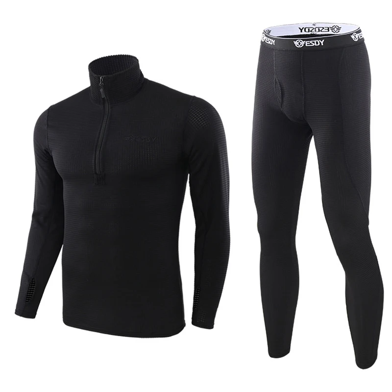 Winter Mens Thermal Underwear Suit Fleece Outdoor Skiing Sports Tactical Underwear Set Men Quick Drying Long Riding Johns A2F154