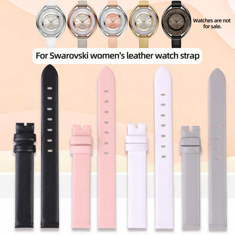 Suitable for Swarovski women\'s Leather Watch Strap 5158544 5158972 Small Size Slim Wrist Strap Equal Width Watch Band 12mm 14mm