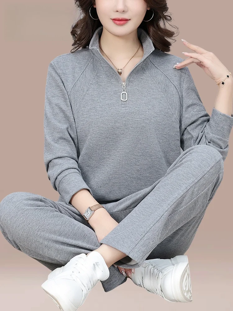 

TUCANO Women's Casual Sports Fitn Running Suit Two-Piece Set Spring Faion Middle-Aged Mom Leisure Wear Cotton Long Sve