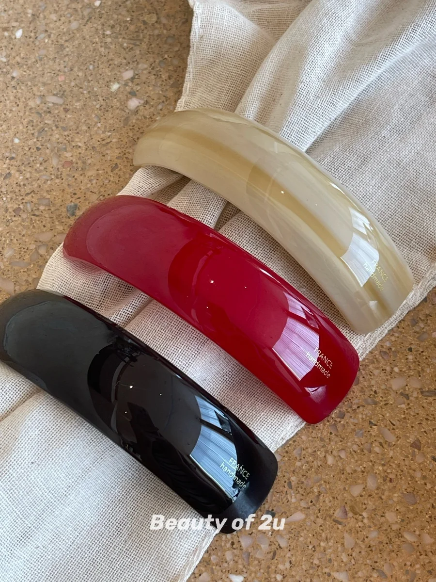 

Red French Clips Acetate Hair Claw Clip for Ponytail and Bun, Shiny Arch Design Hair Clamp, Strong Grip for Women & Girls