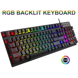 Mechanical Keyboard Wired Gaming Keyboard 104 Keys RGB Backlit Receiver for Laptop Desktop Ergonomics Keycap PC Accessories