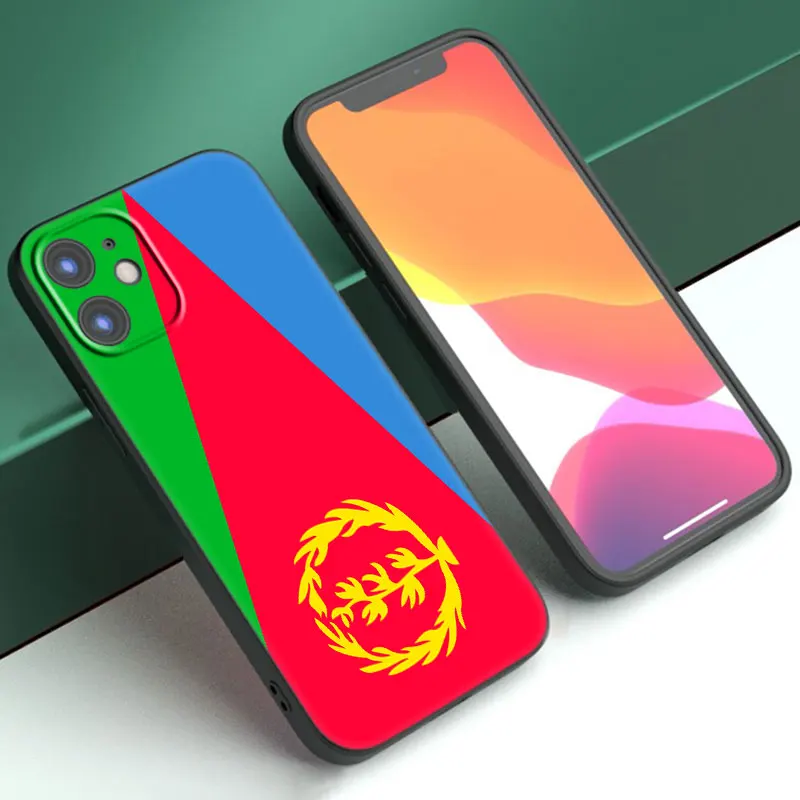 Eritrea Flag Black Phone Case For Apple iPhone 15 Pro Max 15 14 13 12 Pro Max Mini 11 Pro 7 8 Plus XR X XS SE 2020 2022 Cover