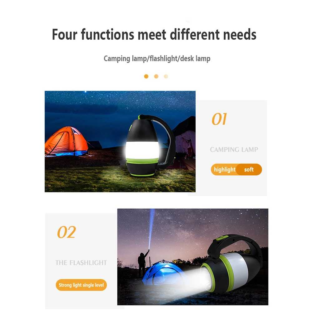 Drei-In-One Tragbare Beleuchtung Zelt Lampe Camping Lampe Haushalt Schreibtisch Lampe Outdoor Camping Taschenlampe Notfall Nachtlicht