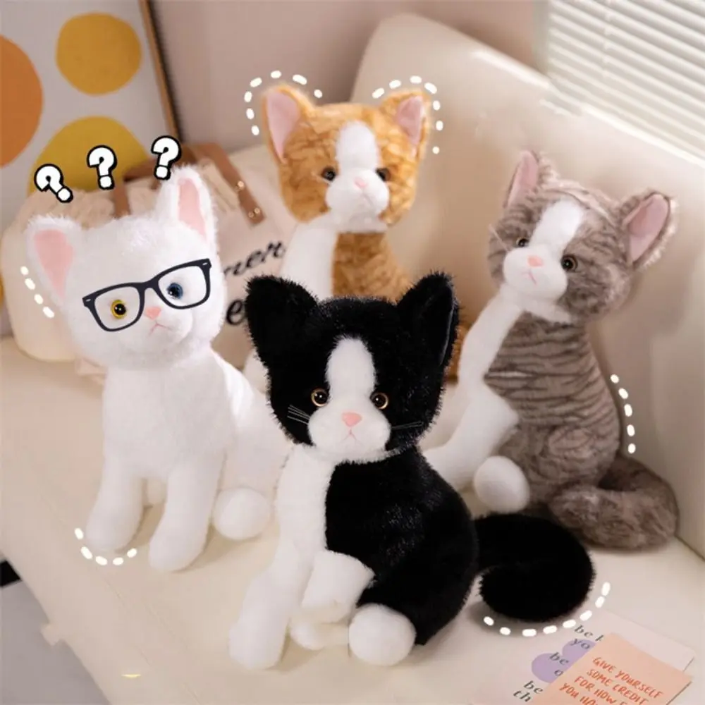 Cartoon Car Cushion Animal Pet Cat Plush Toy Ginger Cat Fluffy Kitten Stuffed Doll Black Soft Cartoon Simulation Cat Doll Pillow