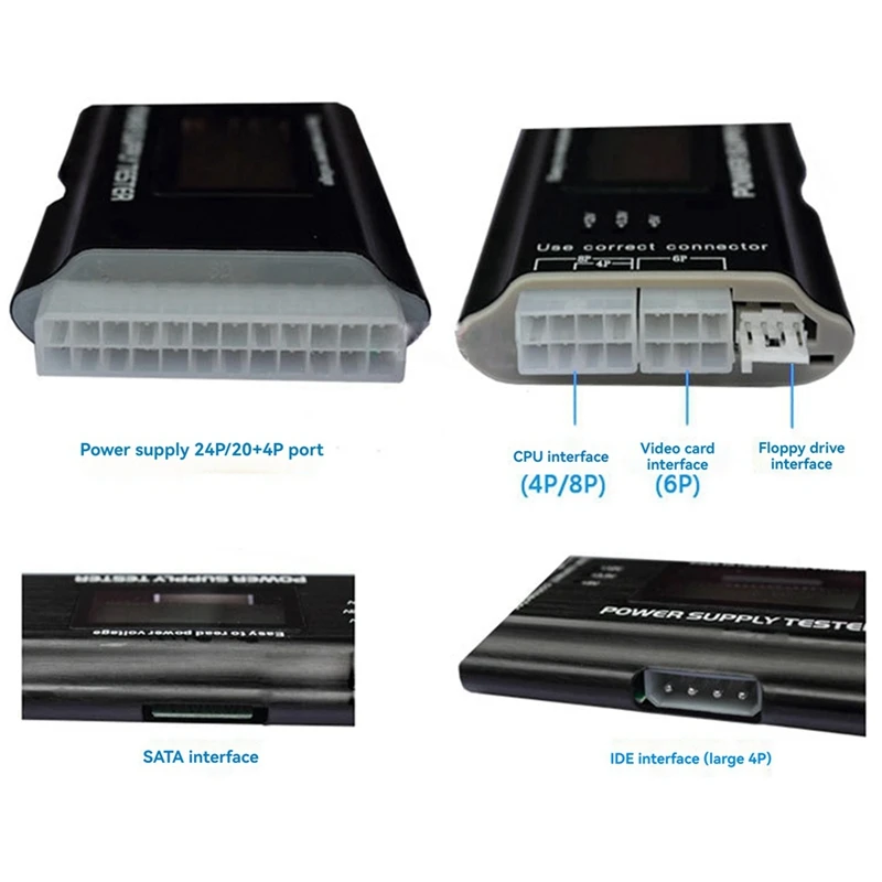 ATX Power Detection Tool Computer Host Power Tester Portable Metal Shell LCD Display Case Power Tester