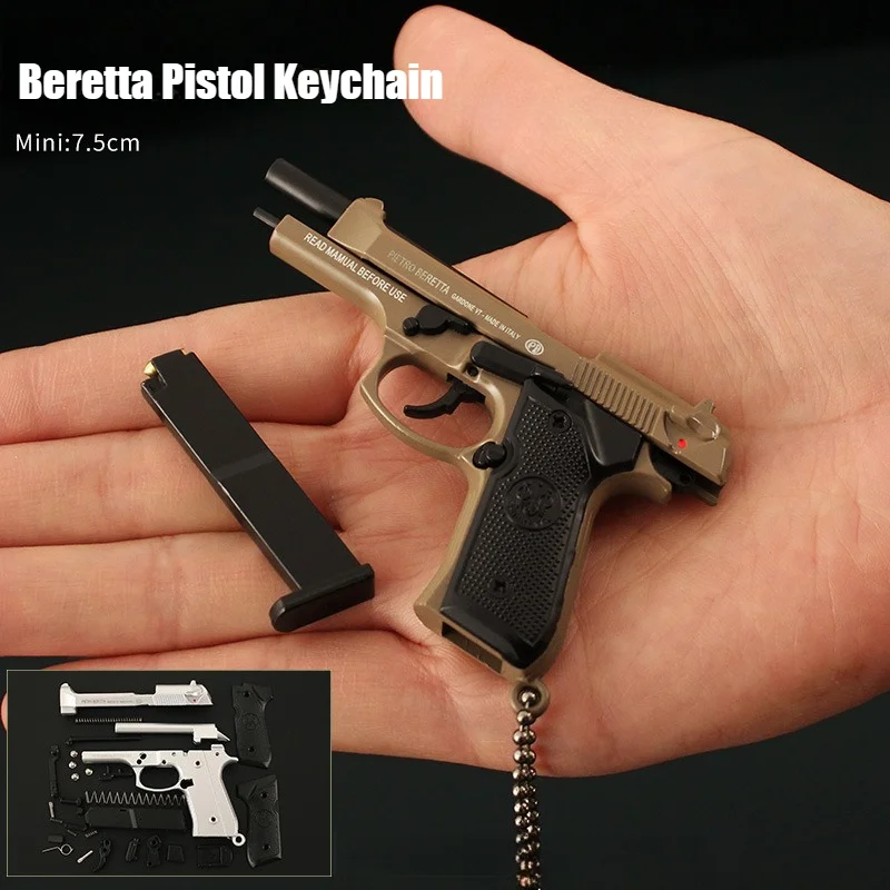New PUBG Metal Gun Model 1:3 Beretta M92A1 Model Key Chain Alloy Pistol Pendant Decoration Crafts Figurines & Miniatures for Men