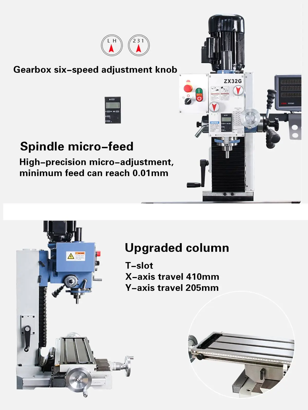ZX32G ZX35V ZX45G Metal Drilling and Milling Machine with DRO