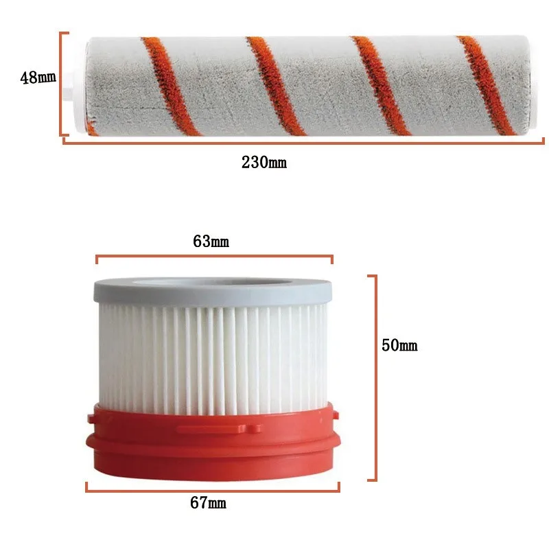 Escova de rolo de filtro hepa para xiaomi mijia 1c k10, scwxcq01rr skv4060gl, v8 v9, roidmi f8 pro aspirador de pó portátil sem fio