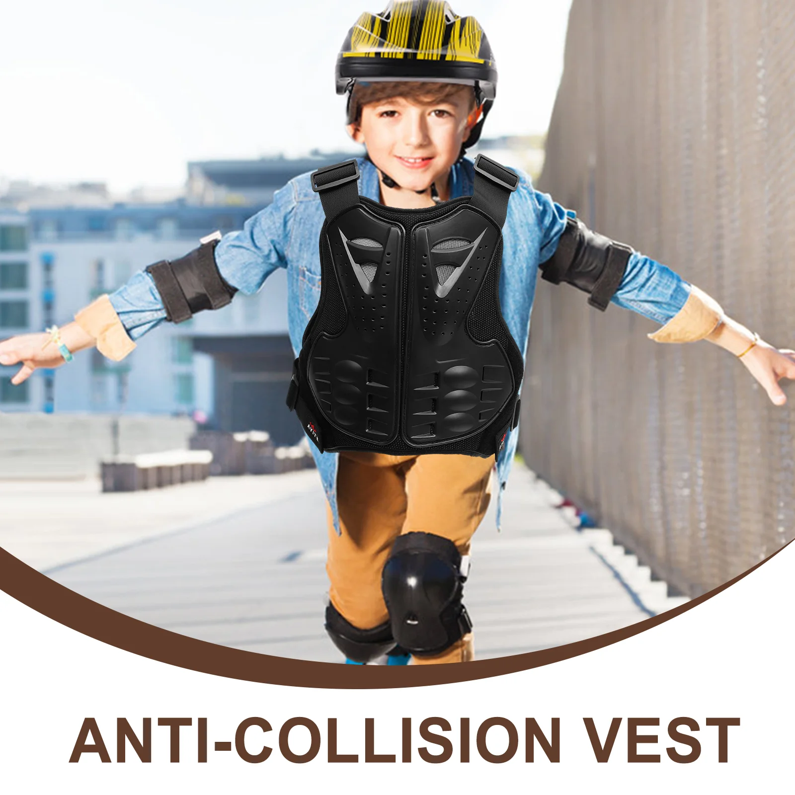 Antikollisions-Schutzweste für Kinder, Outdoor-Sport, Schutzausrüstung, Weste für Reitsport (Größe M, Schwarz)