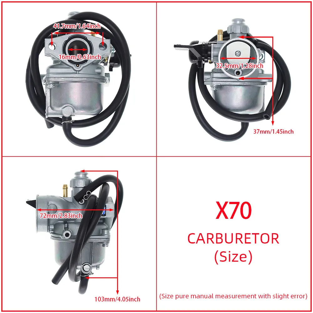 For Honda XR70R 1997-2003 CRF70F 2004-2005 Carburetor Assembly, Replaces 16100-GCF-672, Hand Choke Carb