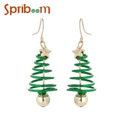 Spiral Christmas Tree Earrings for Women Star Trees Christmas Earring for Women Xmas Party Accessories Girl Happy New Year Gifts
