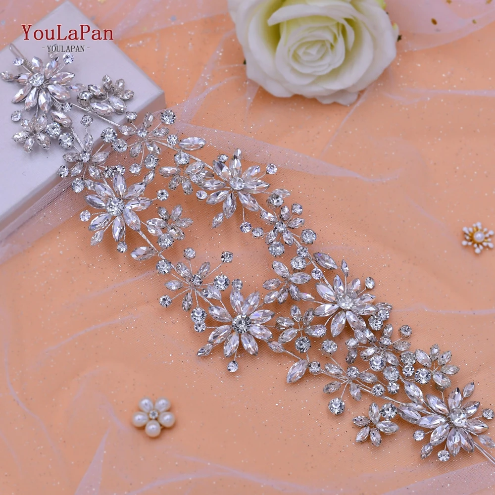 YouLaPan, cinturón de flores hecho a mano con diamantes de imitación, vestido de fiesta de novia de lujo, accesorios de cintura, cinturones decorativos para vestidos de noche SH402