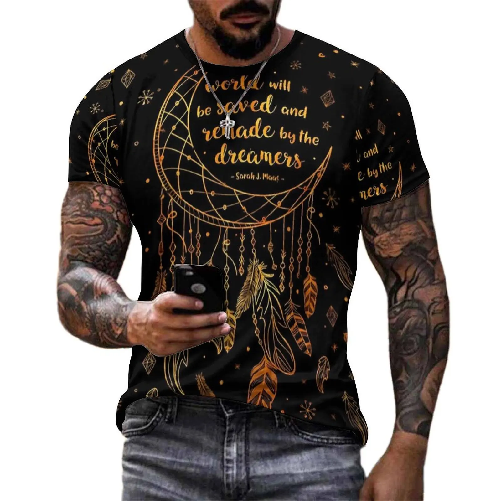 Men Dream Catcher T-Shirt Saved and Remade Trending T Shirts Short-Sleeve Design Tshirt Hot Sale Beach Casual Oversized Tees