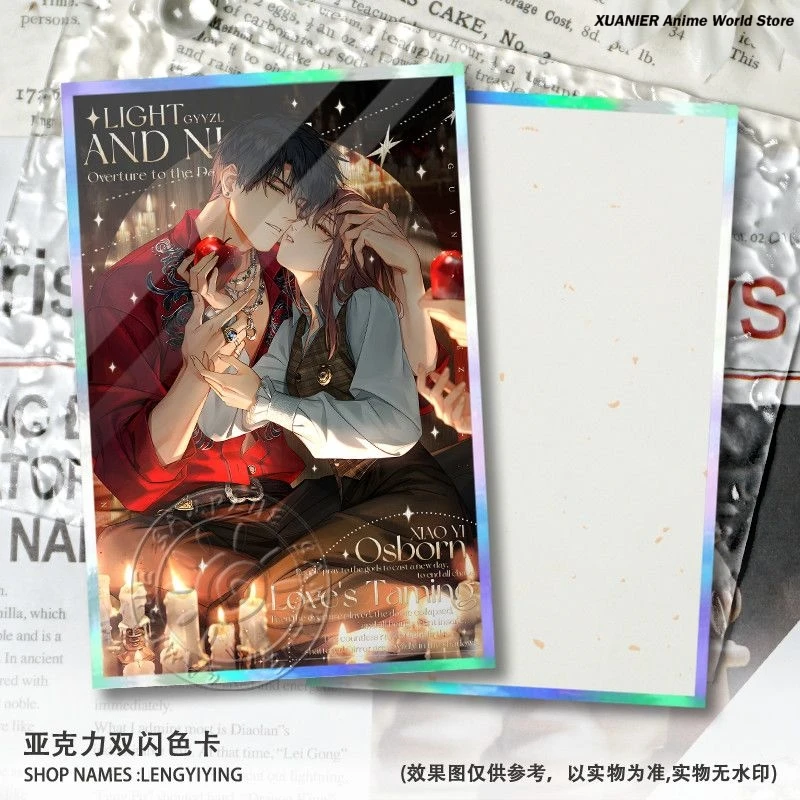 Jogo acrílico assinatura cartão luz e noite osborn evan charlie jesse sariel decoração duplo flash ornamento de papel colorido