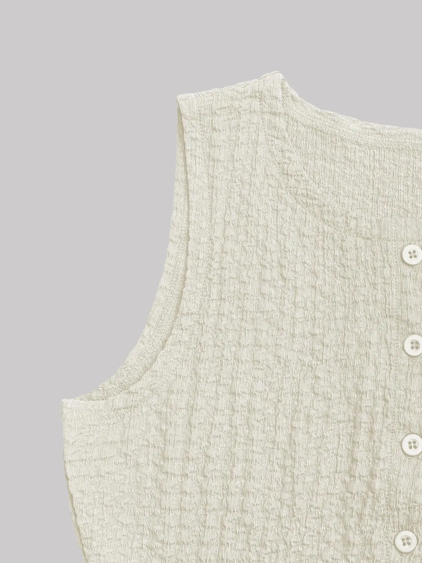 Women's Solid Color Knitted Round Neck Button Vest Single Piece Pure Knitwear Fashion