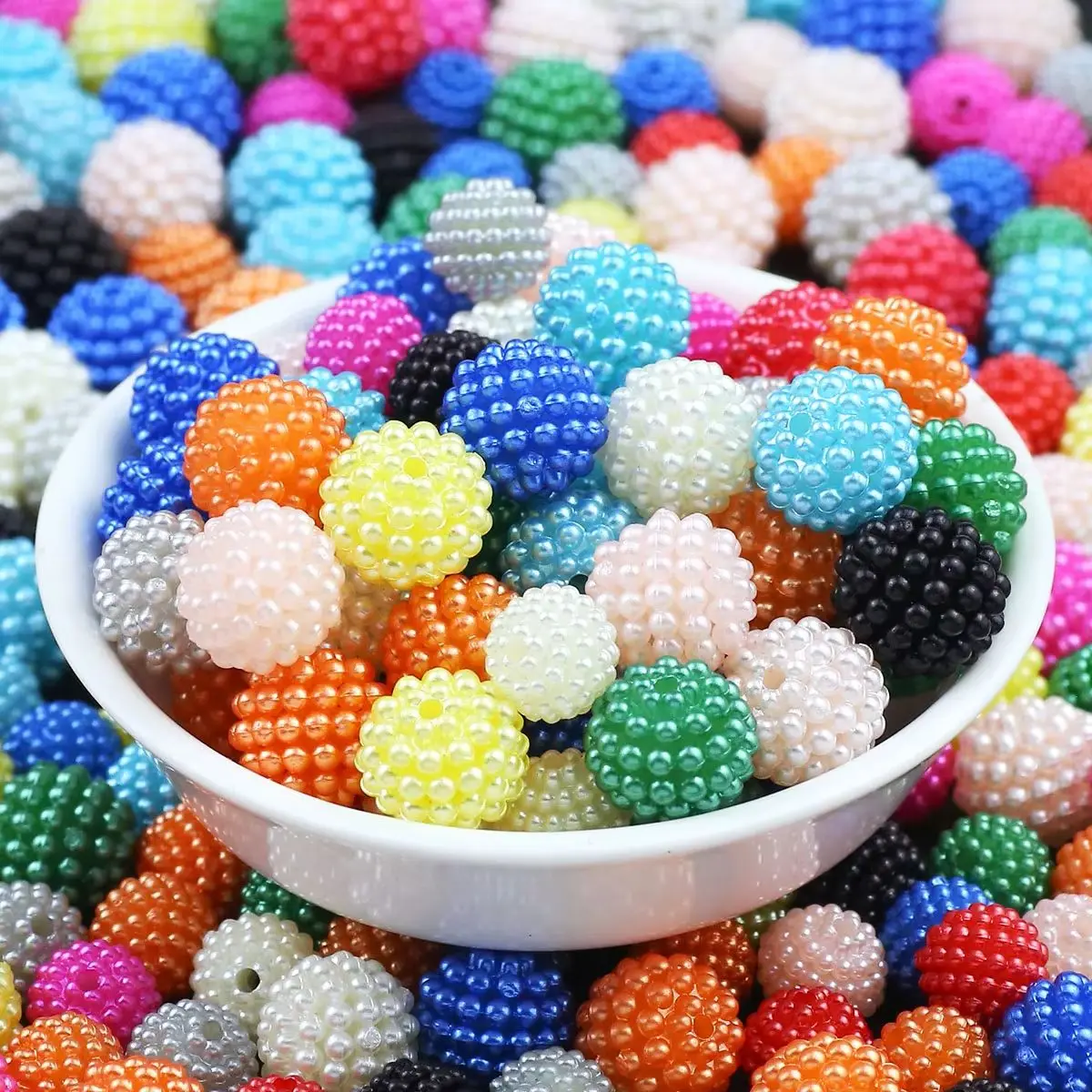 12mm 30pcs Mixed Color Prune Ball Acrylic Round Loose Beads For Jewelry Making DIY Bracelet Neckalce Handbag Craft Accessories