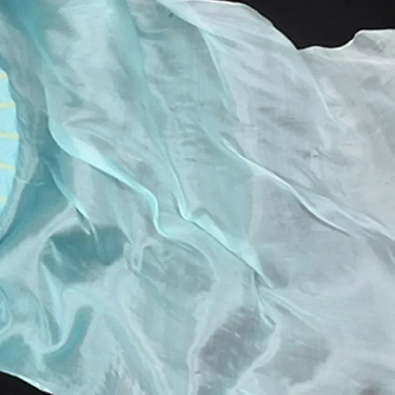 High selling 100% Real Silk Veils handmade women Quality Silk Belly Dance Fan Dance blue turquoise white 180*90 cm