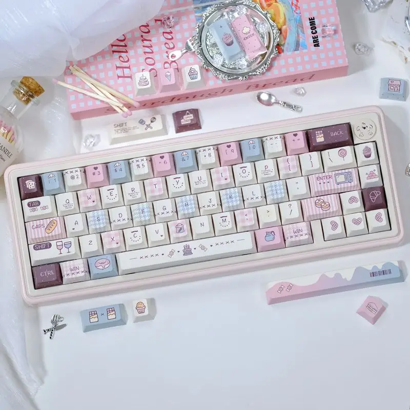 Shenbake Study Club Theme Cute Keycap Pink High-value Five-sided Sublimation Suitable for Girls Mechanical Keyboard