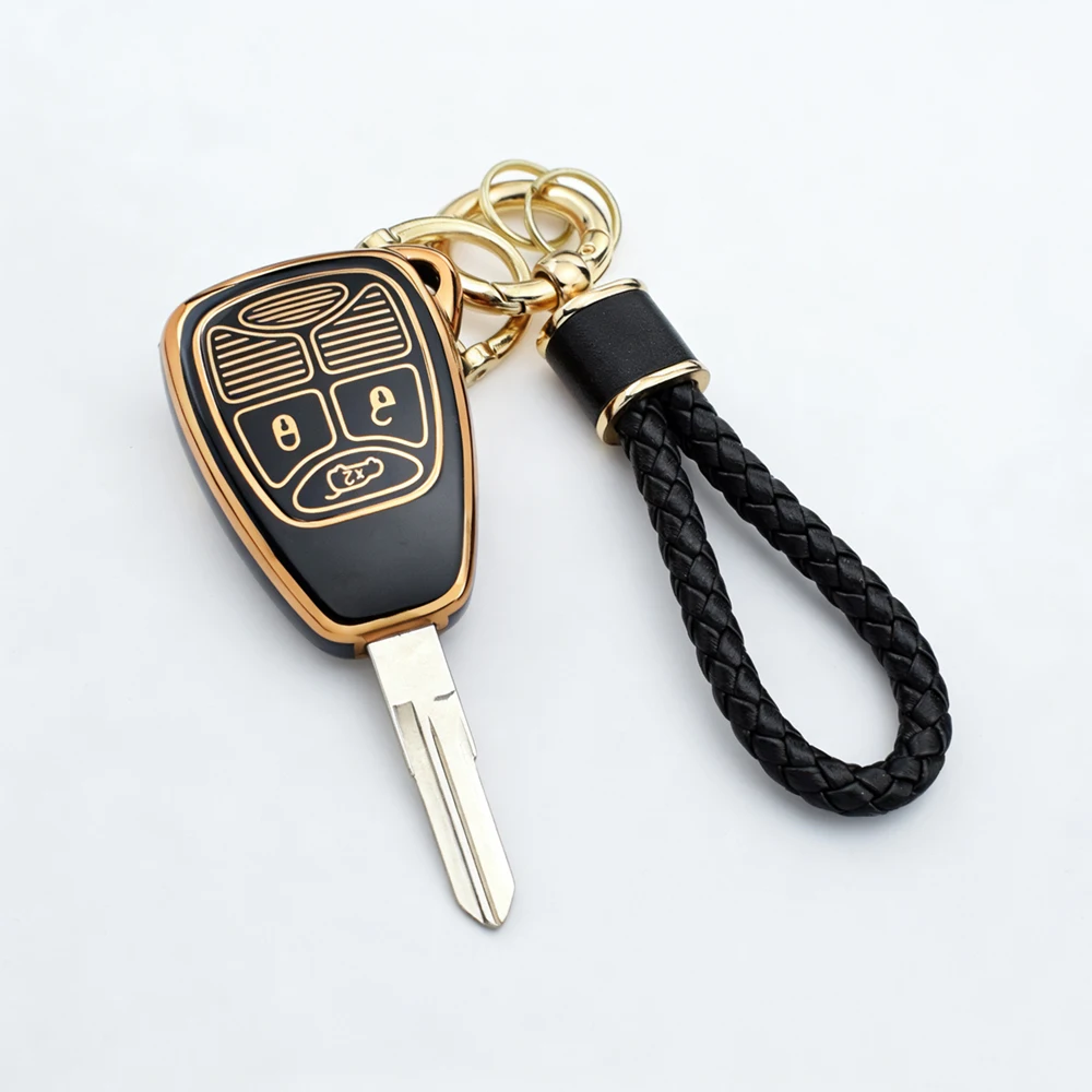 Soft TPU Car Key Fob Cover, Shell Holder for Jeep Wrangler Compass Patriot Liberty, Chrysler 300 PT, Dodge JCUV Caliber Nitro