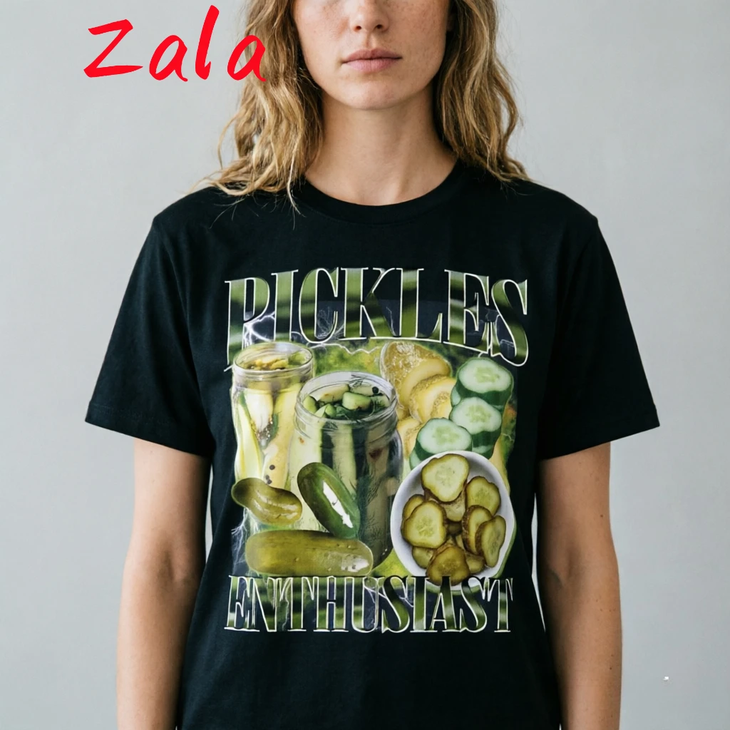 Vintage Pickle Enthusiast Funny Meme Printed Women's T-shirt Fashion Casual 90s Tshirt Top Summer Short Sleeved Women's Clothing