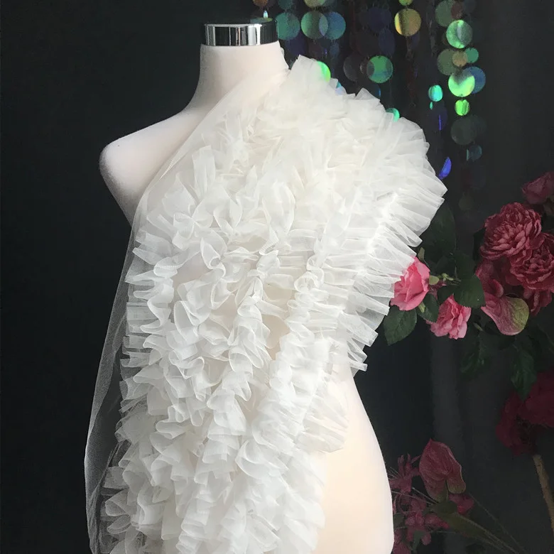 

3yards Encrypted Mesh 3D Pleated Lace Trim for Designer Cake Skirts and Tutus, 28CM Wide