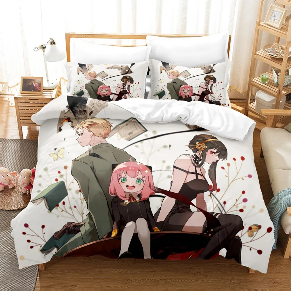 Anime SPY×FAMILY Bedding Set Anya Forger Duvet Cover Set Microfiber Single Queen King Twin Full Size Duvet Cover For Gifts